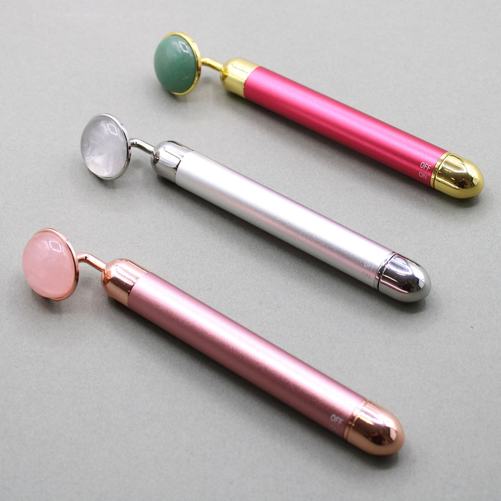 Rodillo con Vibración de Piedras Preciosas - Cuarzo rosa