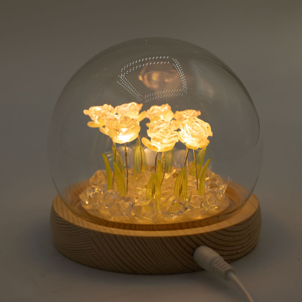 Domo de jardín Floral Glow - 10 rosas rosadas - LED USB