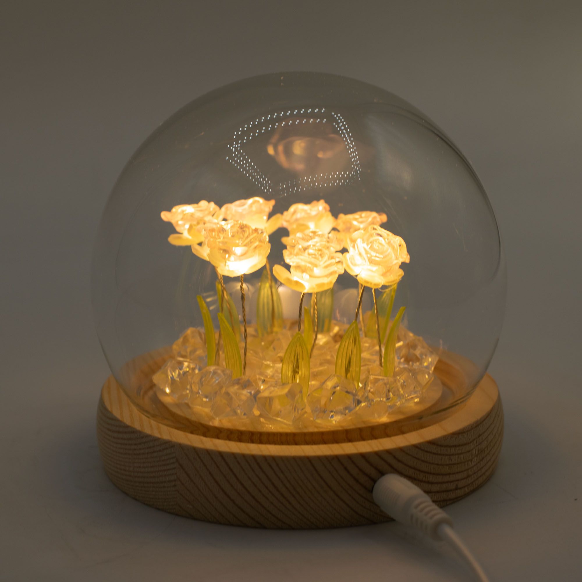 Domo de jardín Floral Glow - 10 rosas rosadas - LED USB