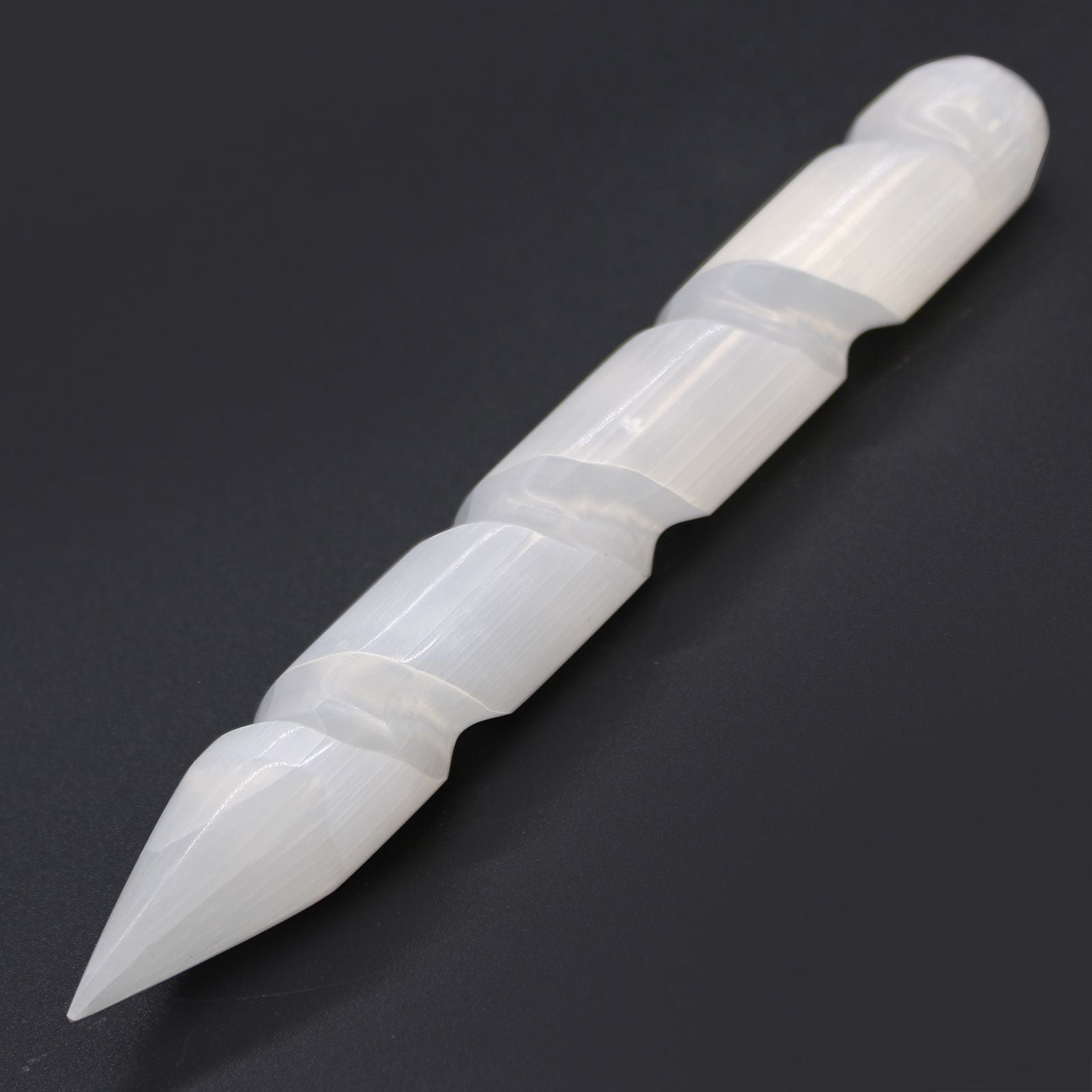 Varita Espiral de Selenita - 16 cm (Punta en 1 Extremo)