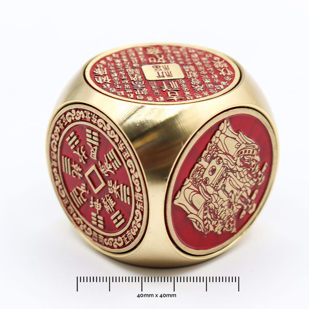 Fortuna Feng Shui - Cubo de Prosperidad Rojo y Latón - Plano