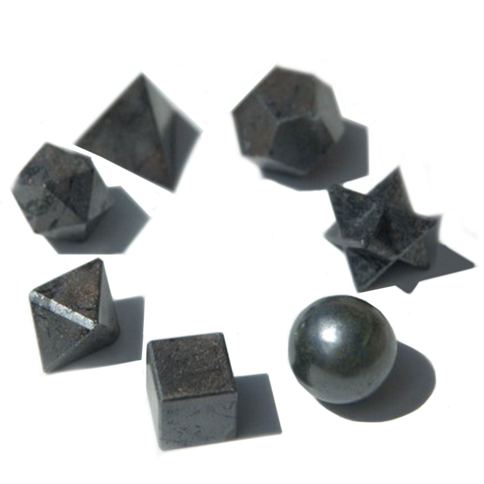 Juego geométrico de siete piezas de ágata negra