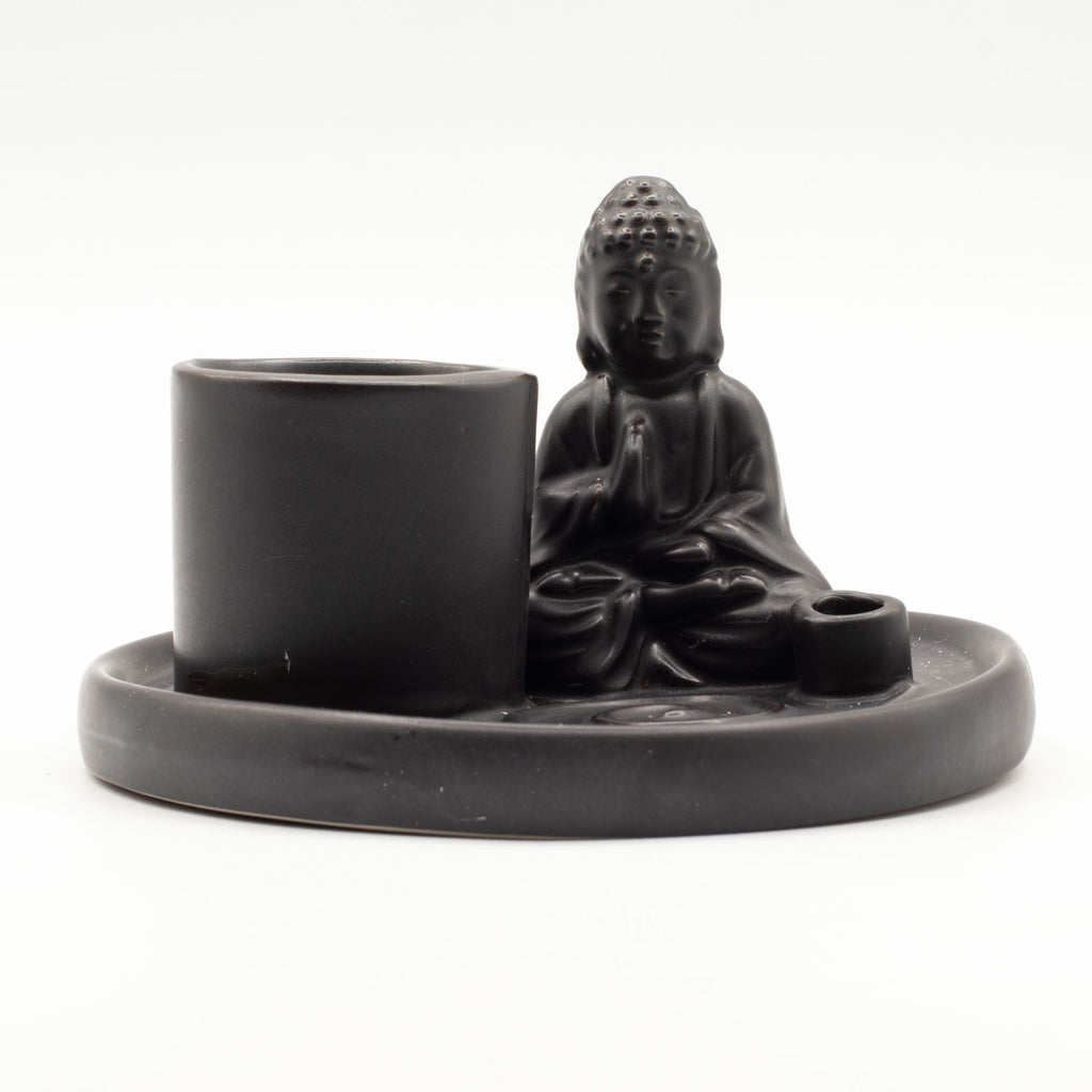 Plato de incienso de Buda multifuncional - cerámica negra mate