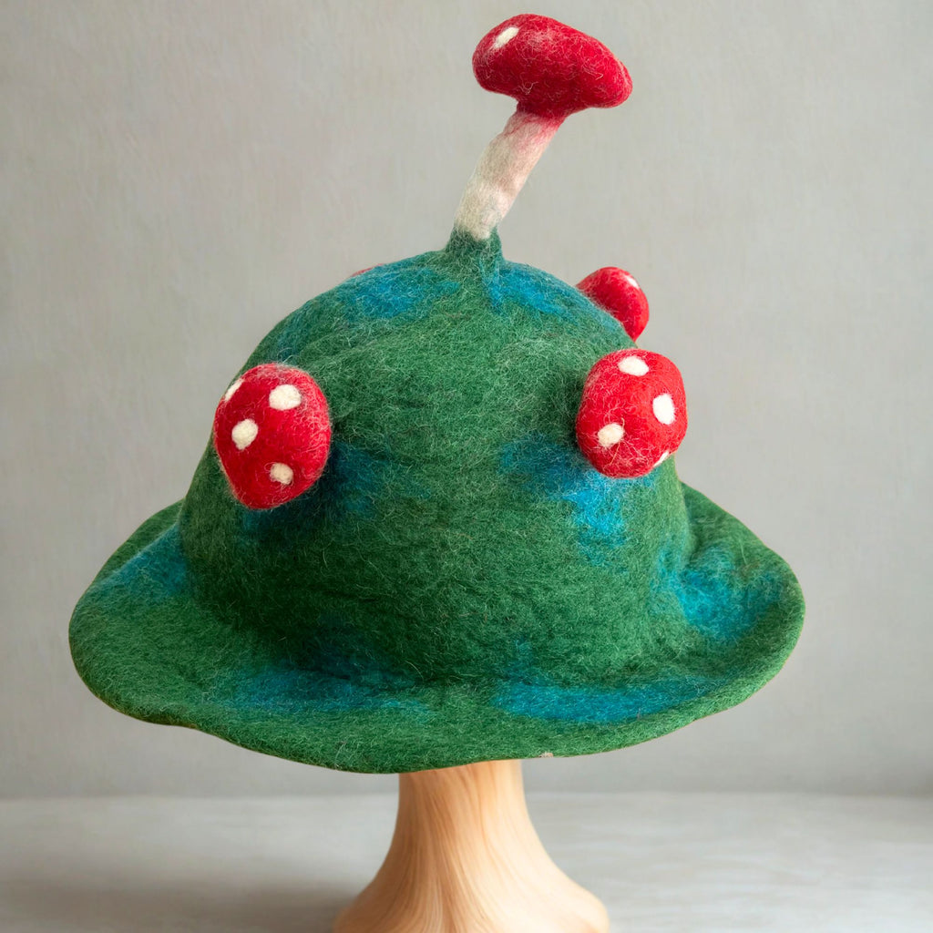 Sombrero de hongo de fieltro - Verde musgo de montaña