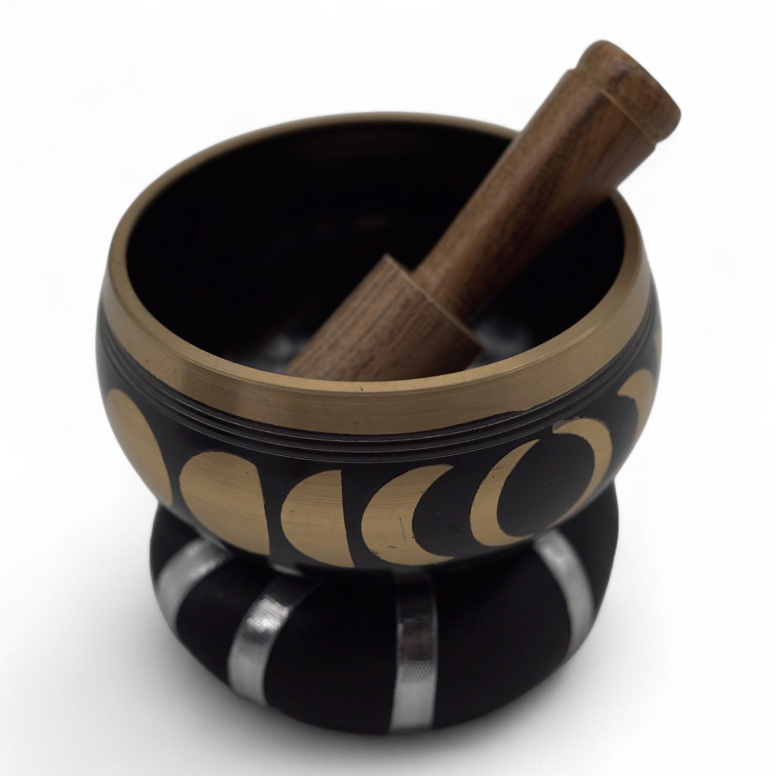 Juego de Cuenco Tibetano - Fase Lunar - Negro 10,7 cm