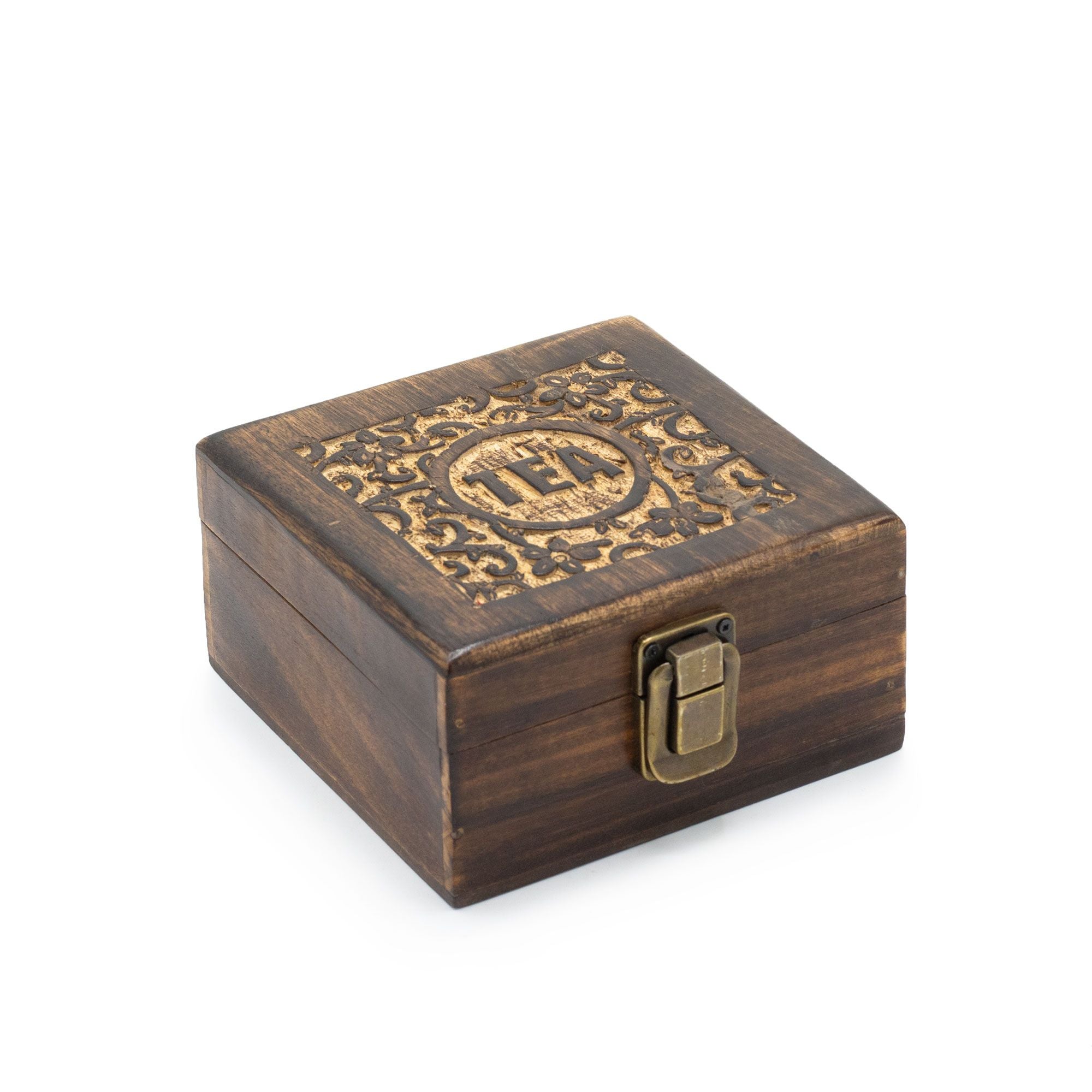 Caja de té tallada  (4 compartimentos)