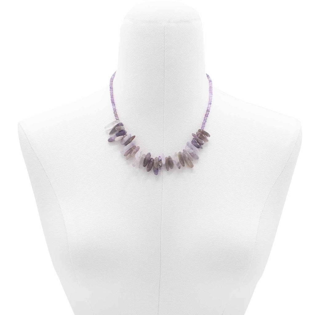 Collar de gemas de piedra larga - Amatista