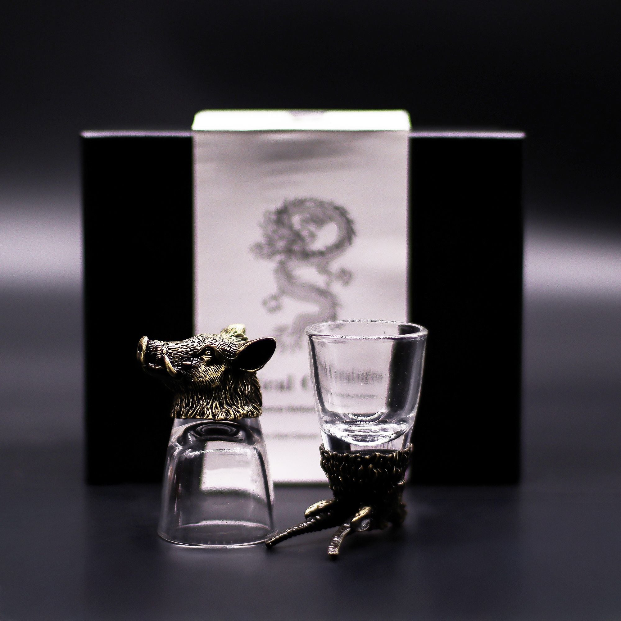 Conjunto regalo de 6 vasos de chupito (50 ml) - Criaturas Salvajes del Bosque - Bronce antiguo