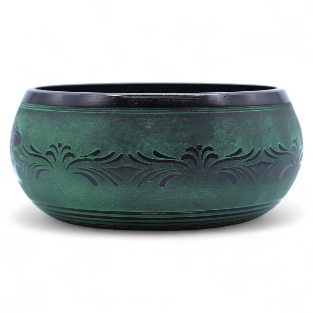Cuenco tibetano de canto con forma de hongo - Verde musgo (23x10,5 cm, 1,3 kg)