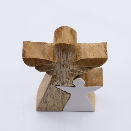 Ángel de madera de mango en Ángel - Esmalte blanco