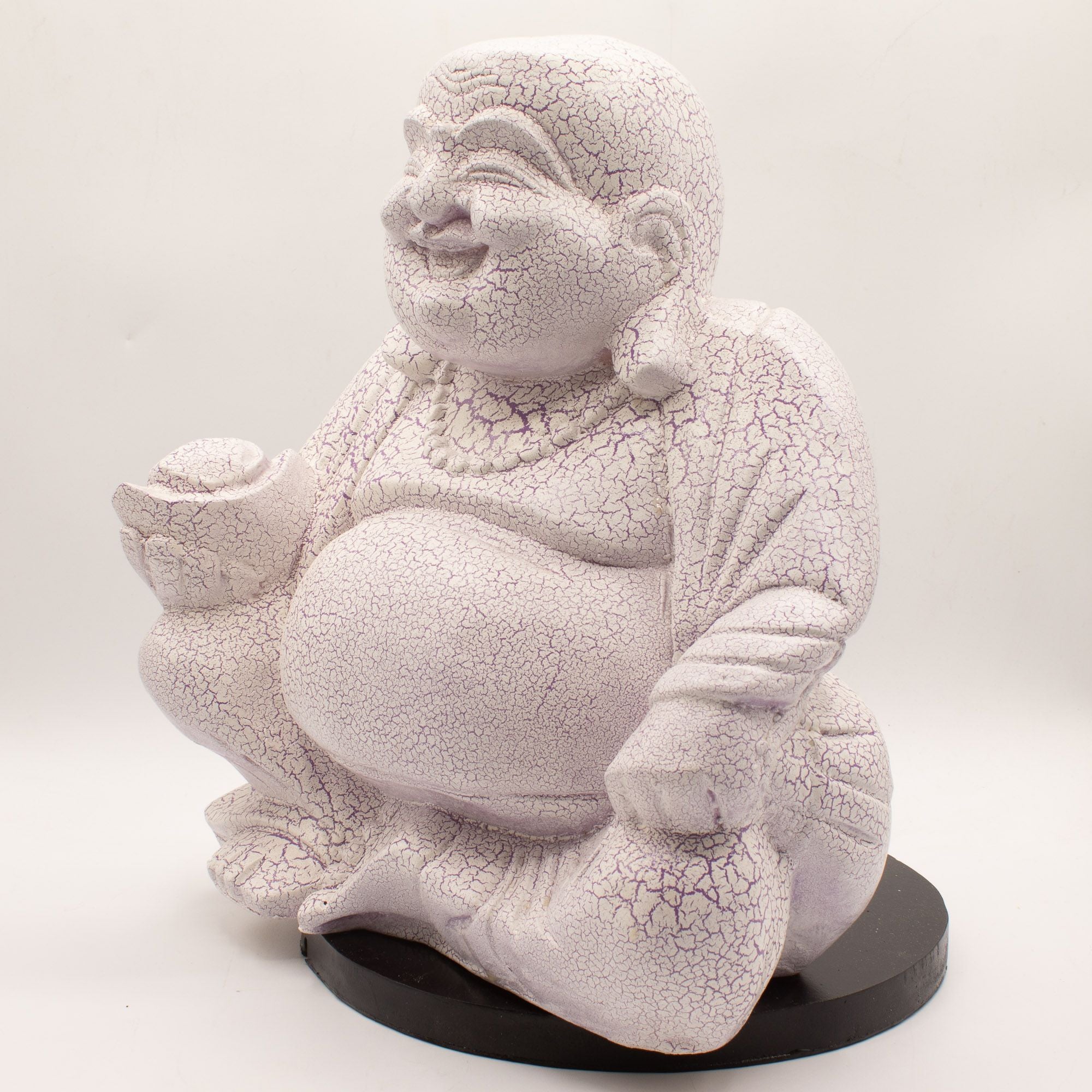 Lámpara del Buda risueño - Lavanda craquelada - Soporte redondo