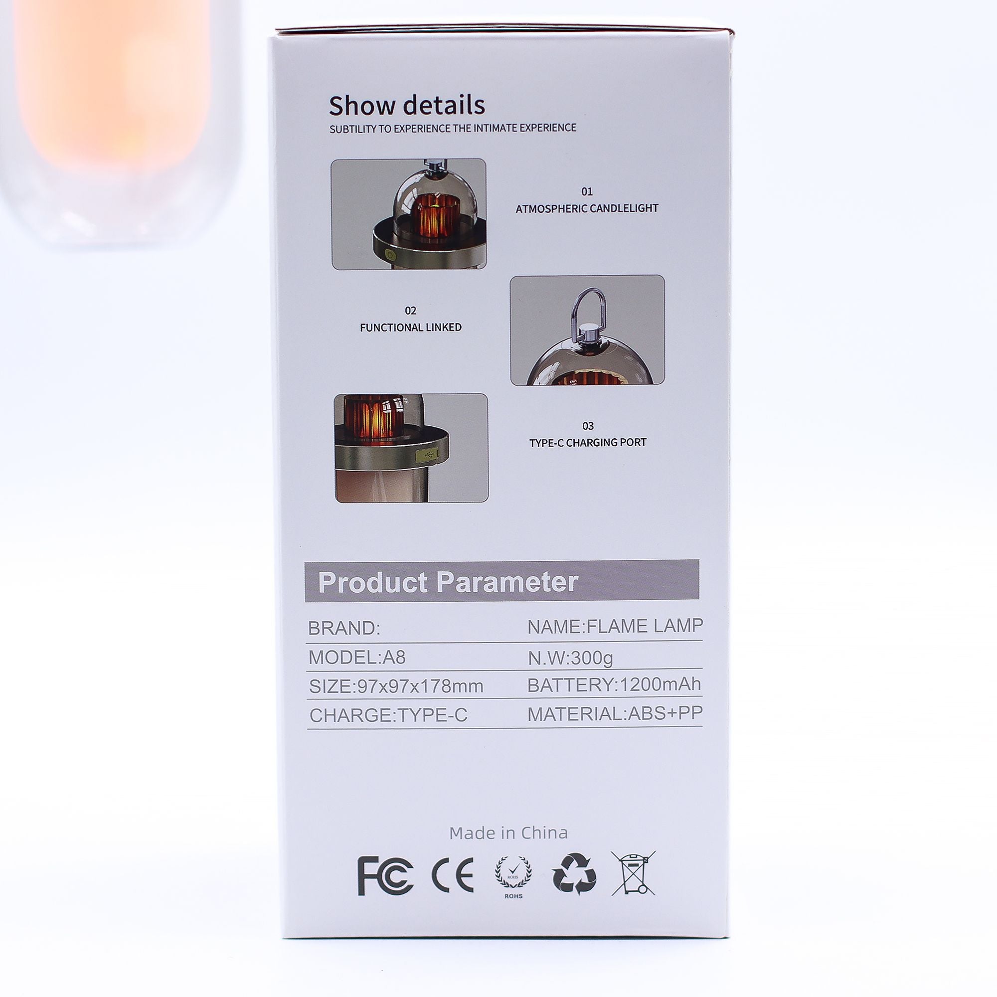 Lámpara con efecto de llama exterior - USB blanco - C recargable - Multicolor