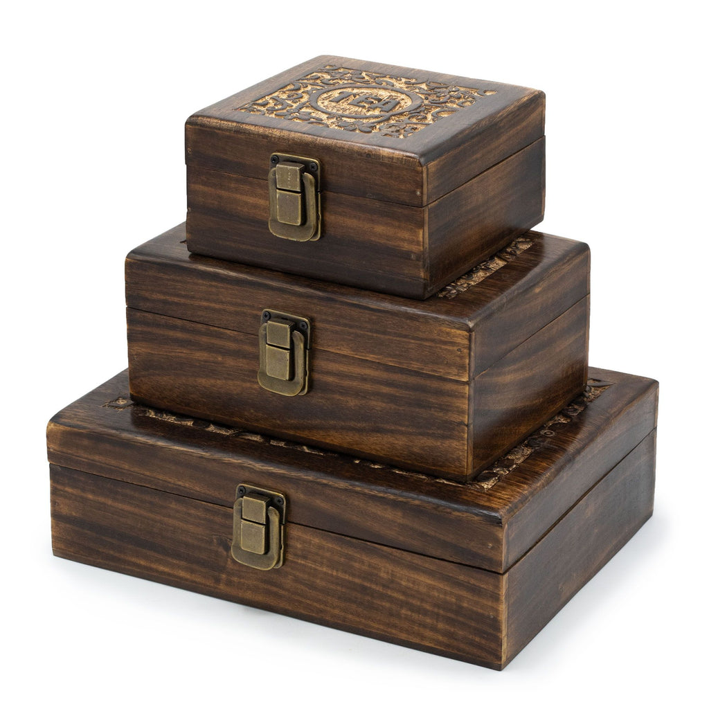 Caja de té tallada  (4 compartimentos)