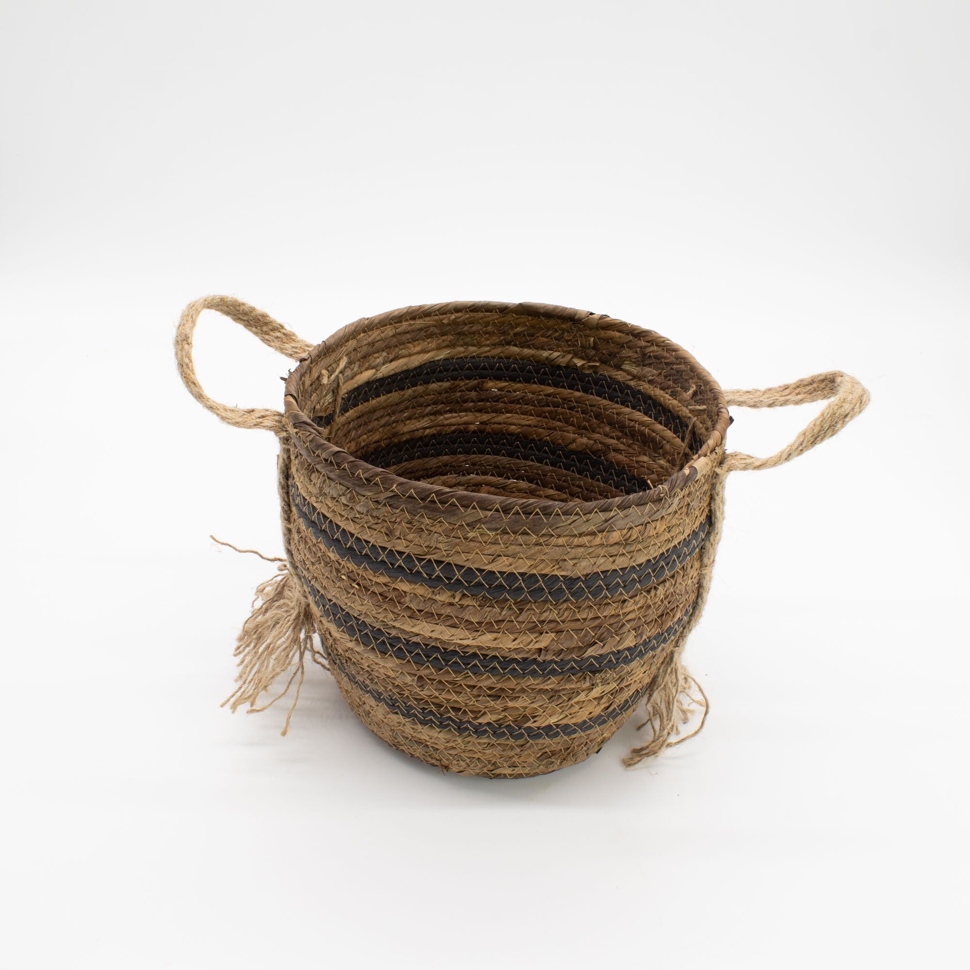 Cestas grandes de hoja de plátano y pasto marino - marrón natural - set de 3
