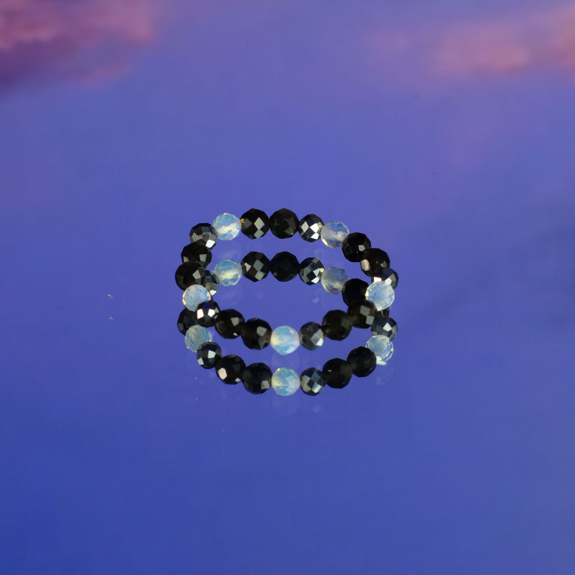 Conjunto de anillos de gema del espíritu de ninfa - Luna Llena
