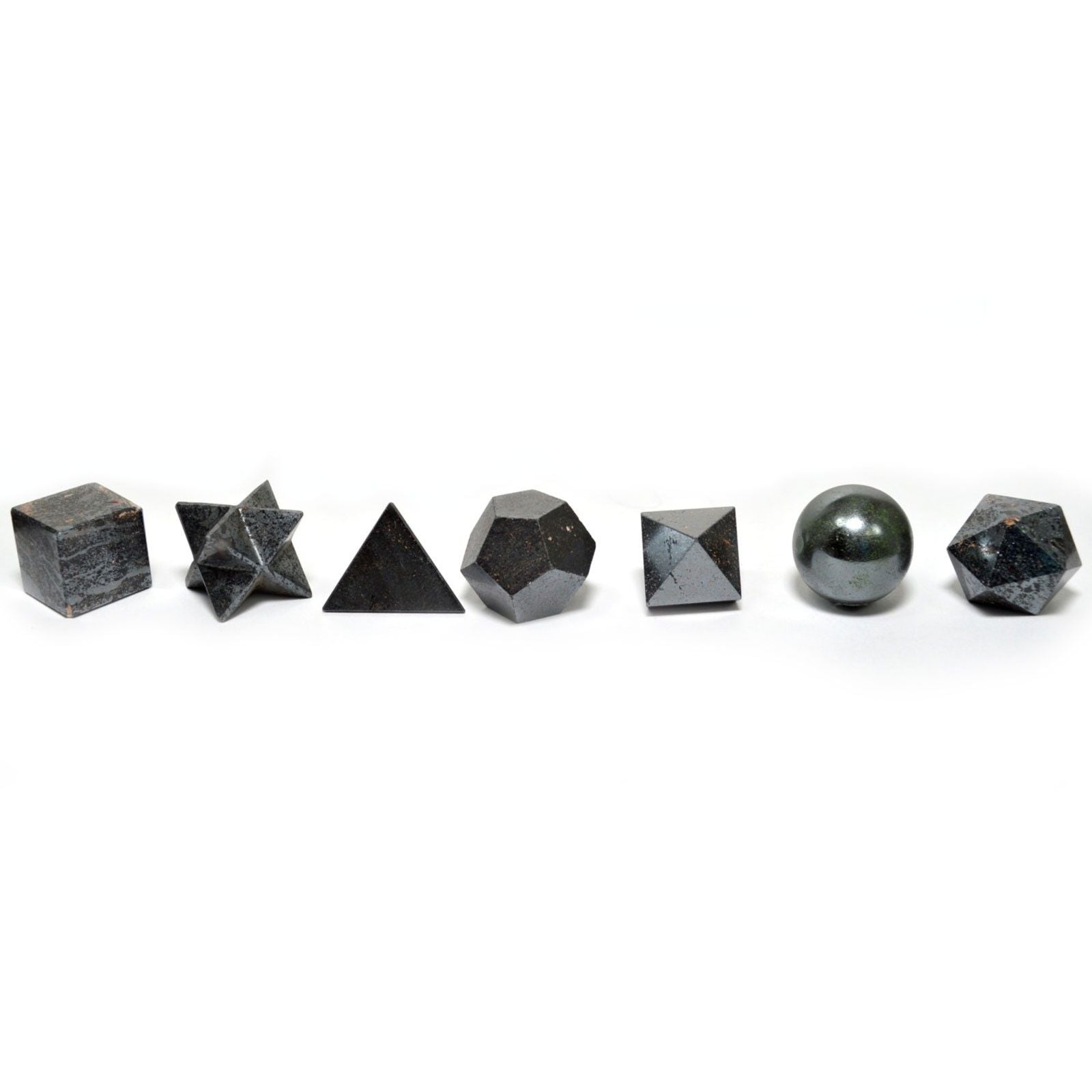Juego geométrico de siete piezas de ágata negra