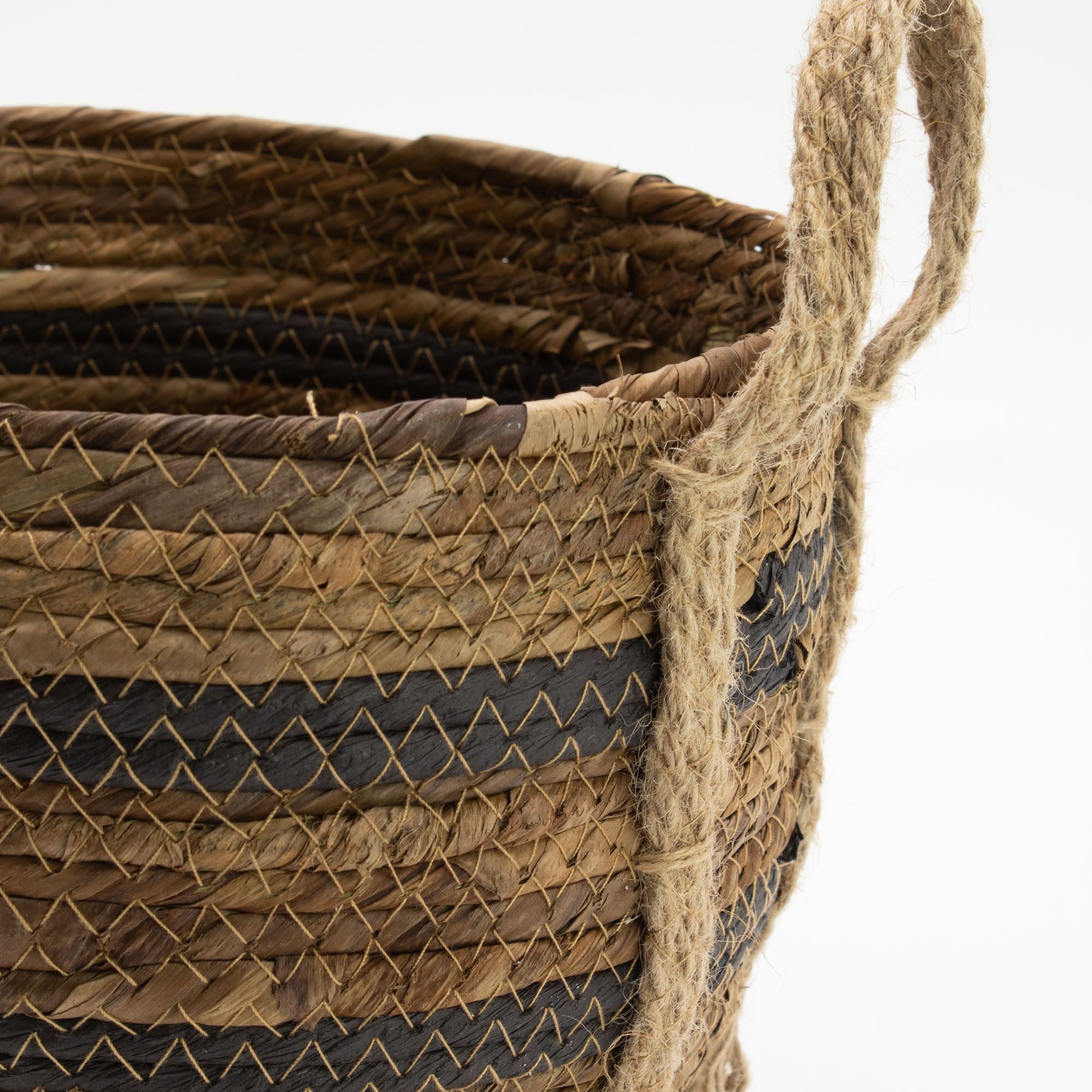 Cestas grandes de hoja de plátano y pasto marino - marrón natural - set de 3