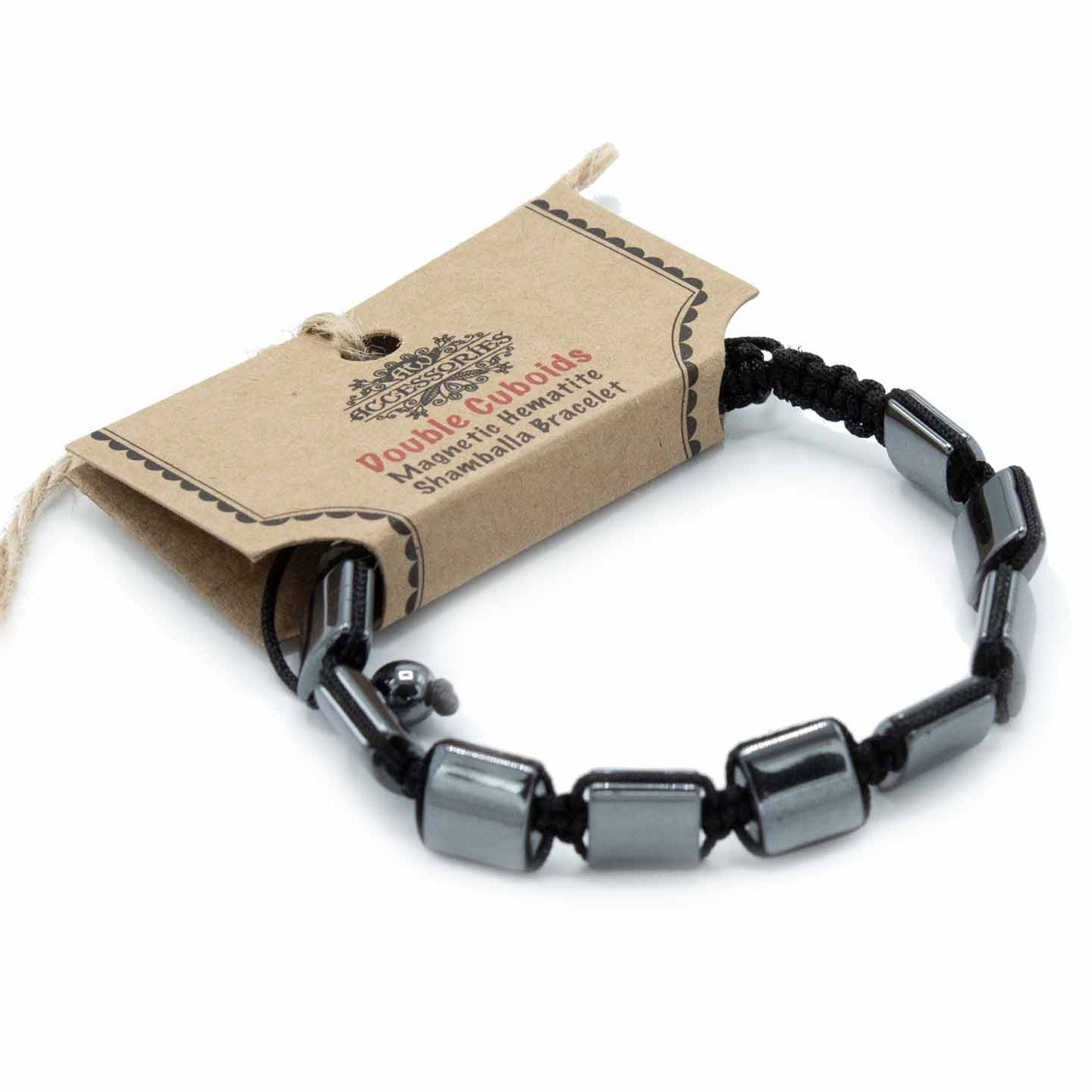 Pulsera Magnética Shamballa de Hematita -  Cuboides Dobles