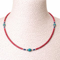 Collar nepalí de gemas extrafinas - cuentas de coral rosa y turquesa