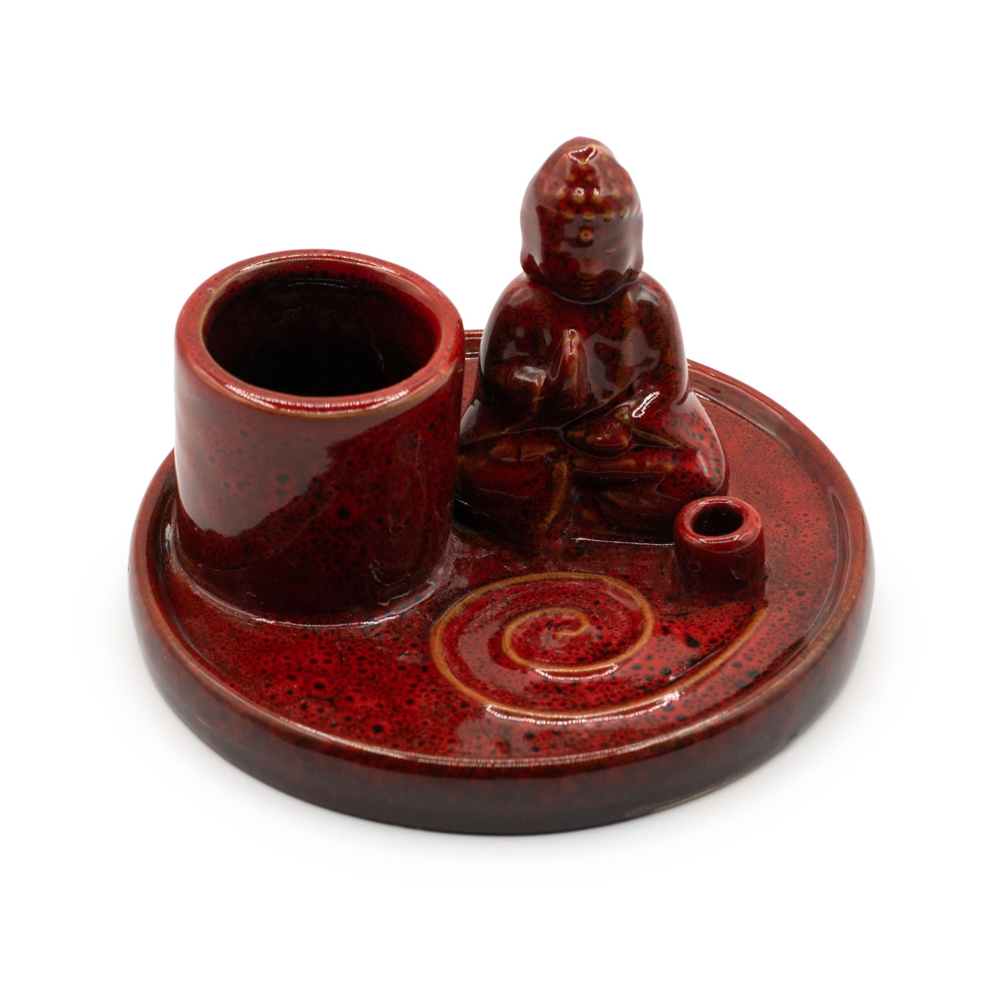 Plato de incienso de Buda multiuso - cerámica roja suave