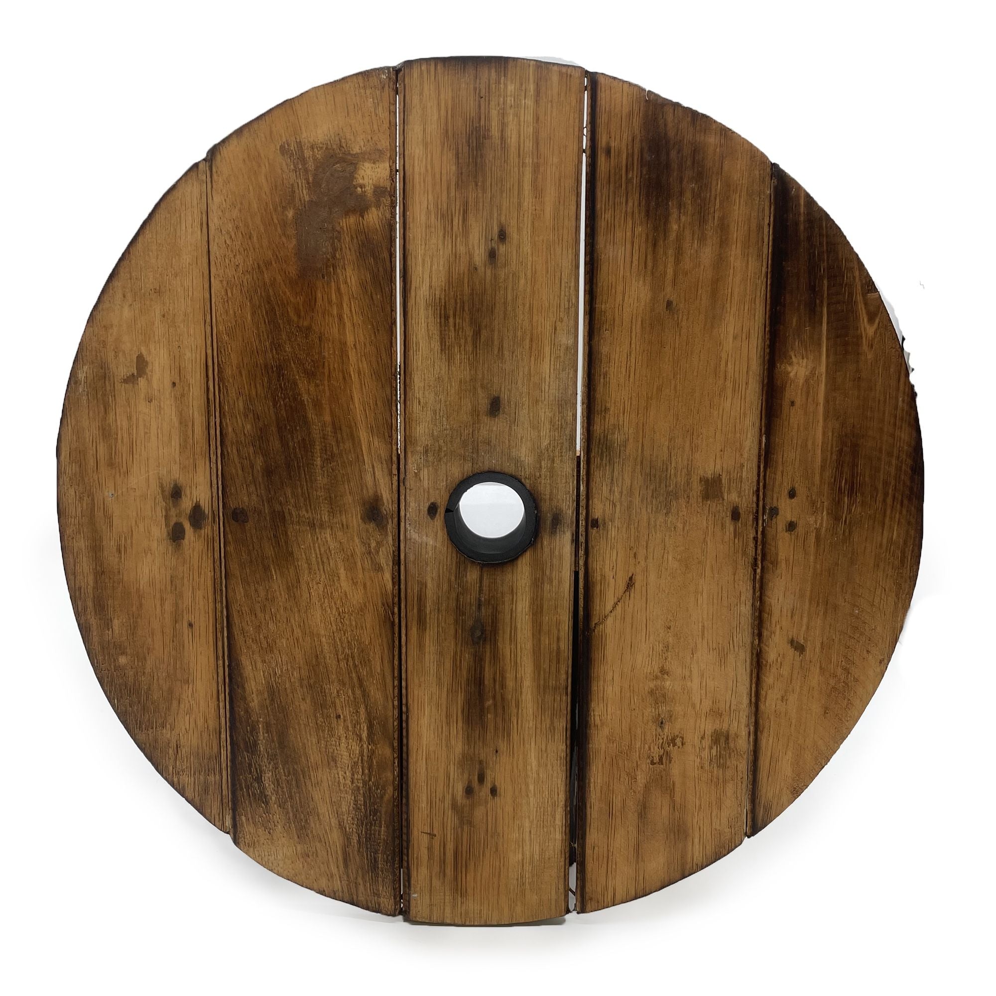 Mesa de barril de cerveza y soporte para parasol – Madera natural 60 x 48,5 cm