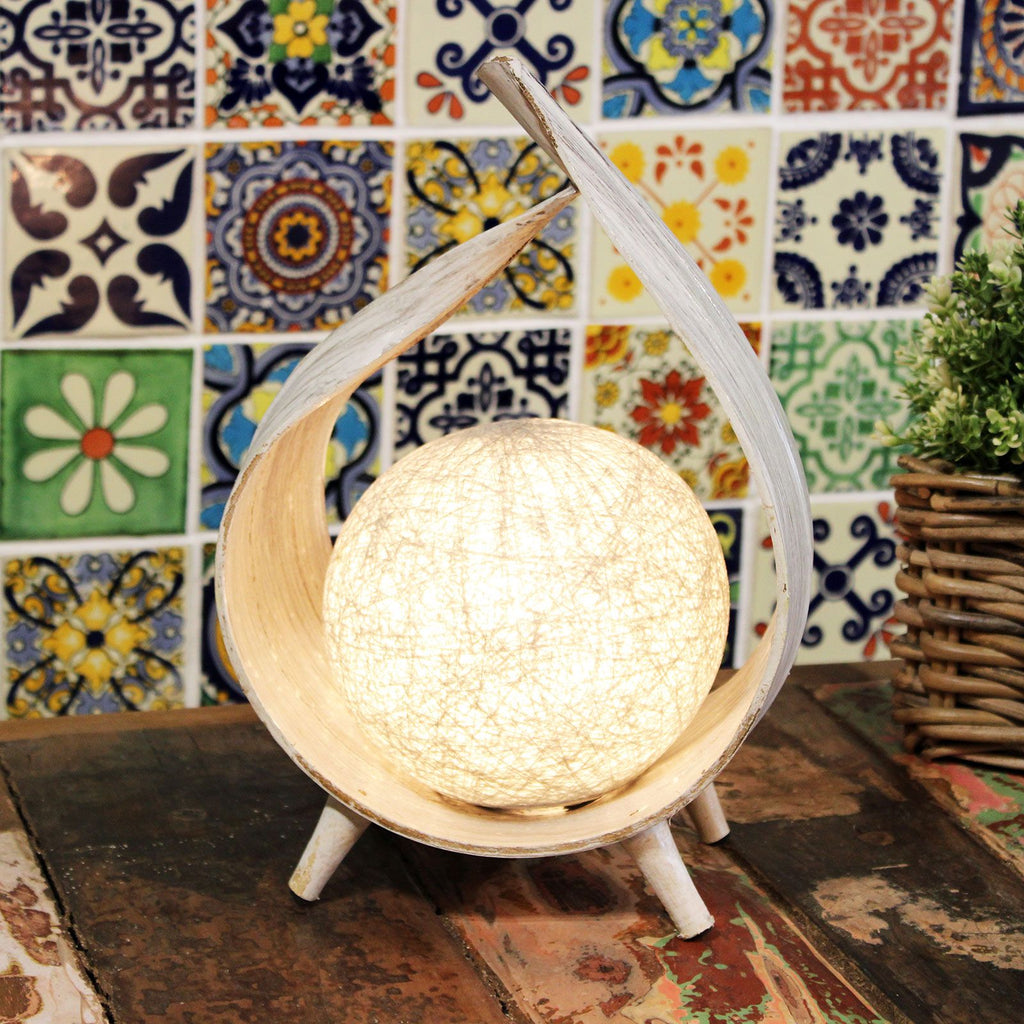 Lámpara de Coco Natural - Envoltura Blanqueada