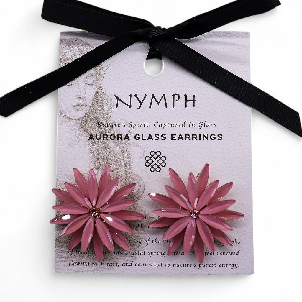 Pendientes de Cristal Vintage - Flores - Cuarzo Rosa