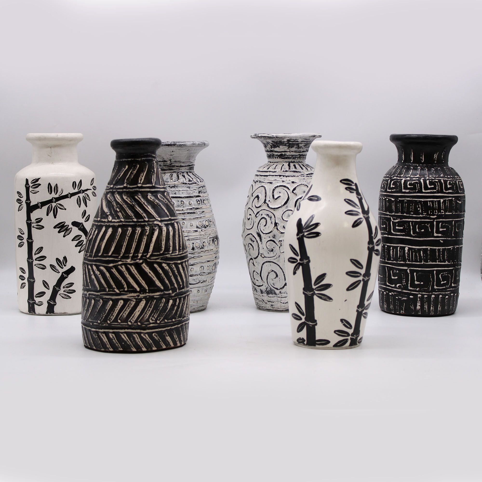Jarrón Cerámica con Motivo Griego - Chocolate