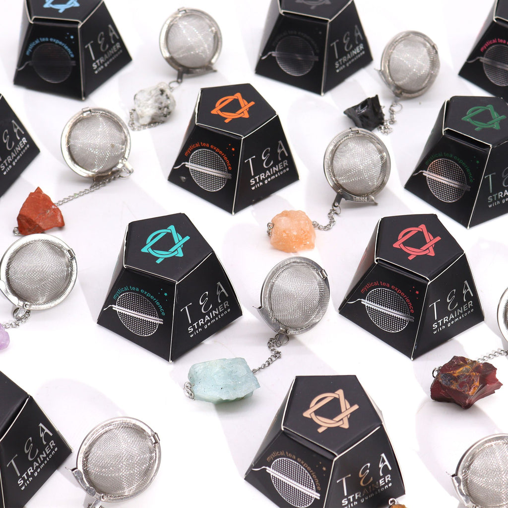 Colador de té de piedras preciosas de cristal crudo - Cuarzo rosa