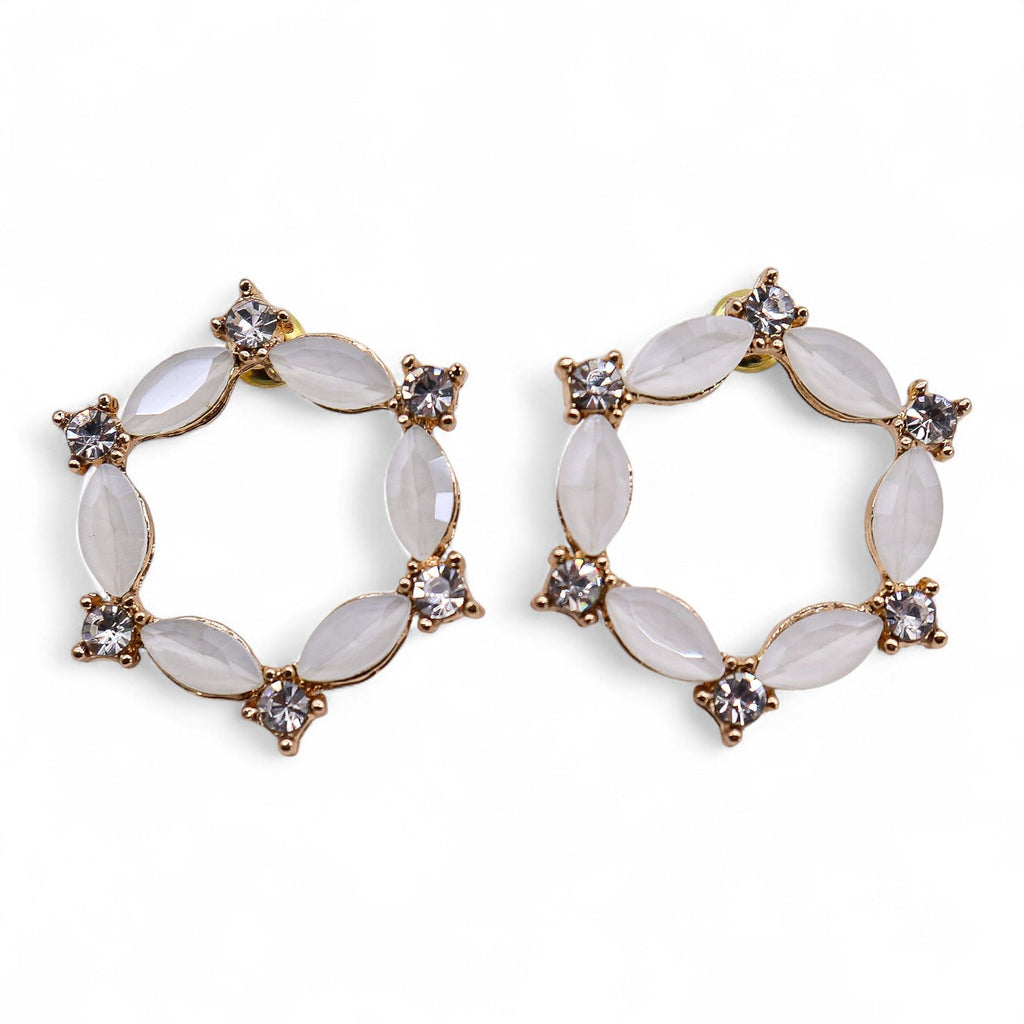 Pendientes de Cristal Vintage - Aro - Perla