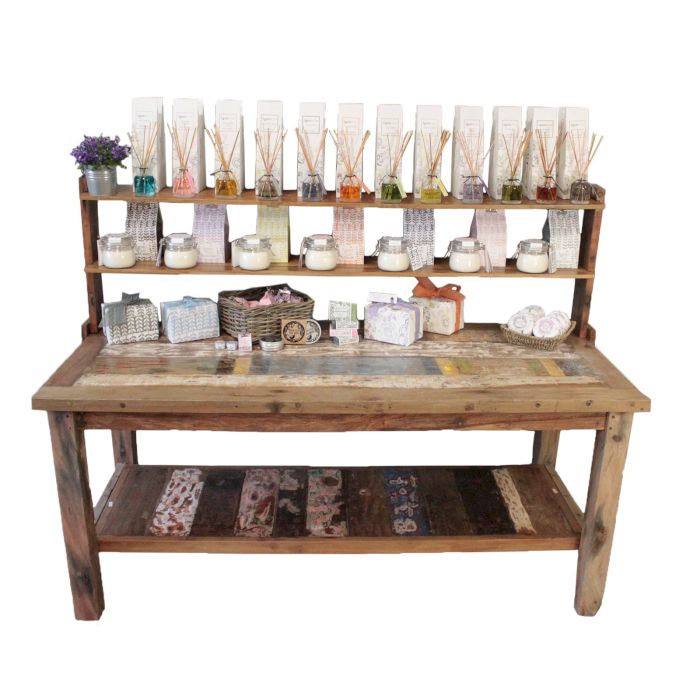 Mesa estándar de 2,2 m con estante superior