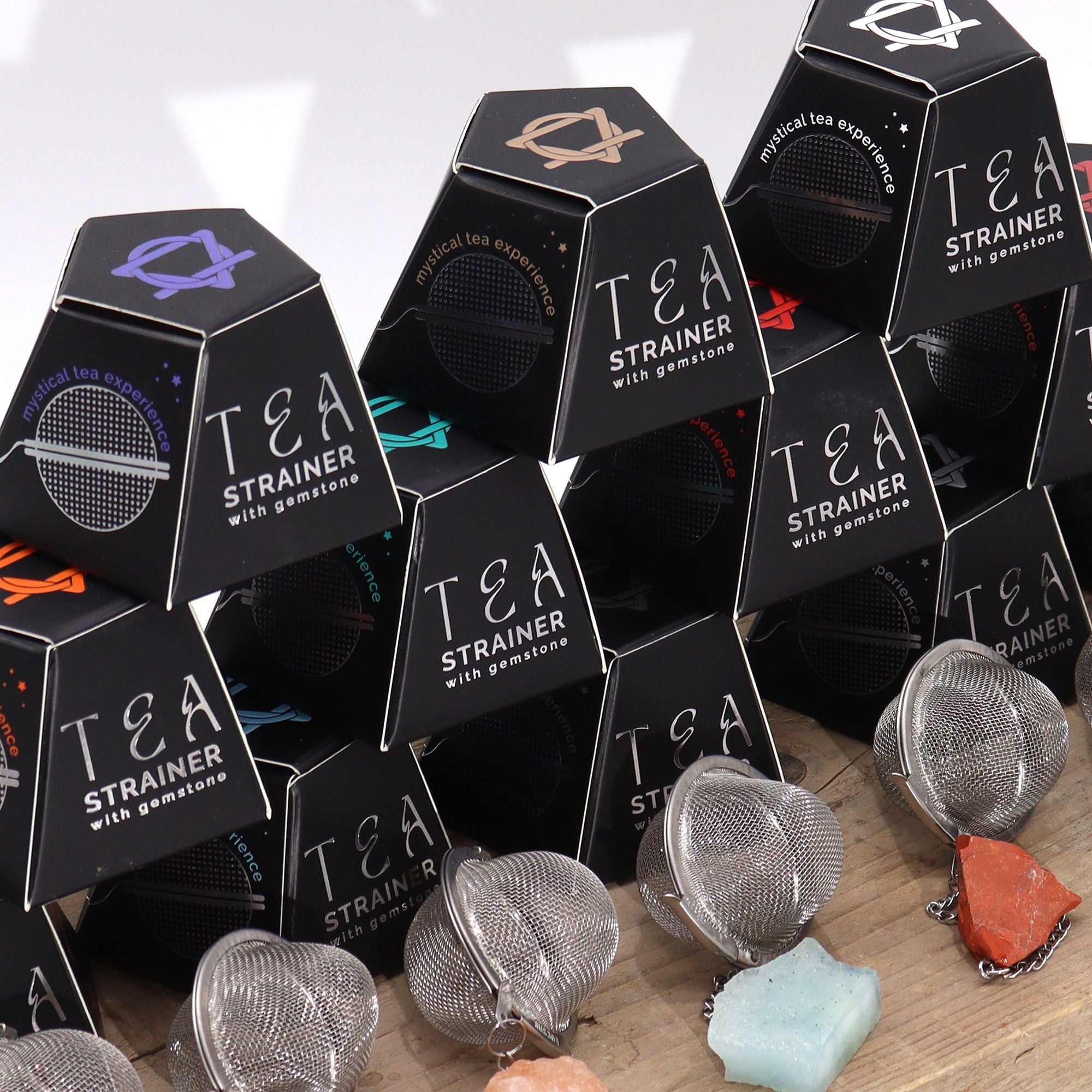 Colador de té de piedras preciosas de cristal crudo - Cuarzo rosa