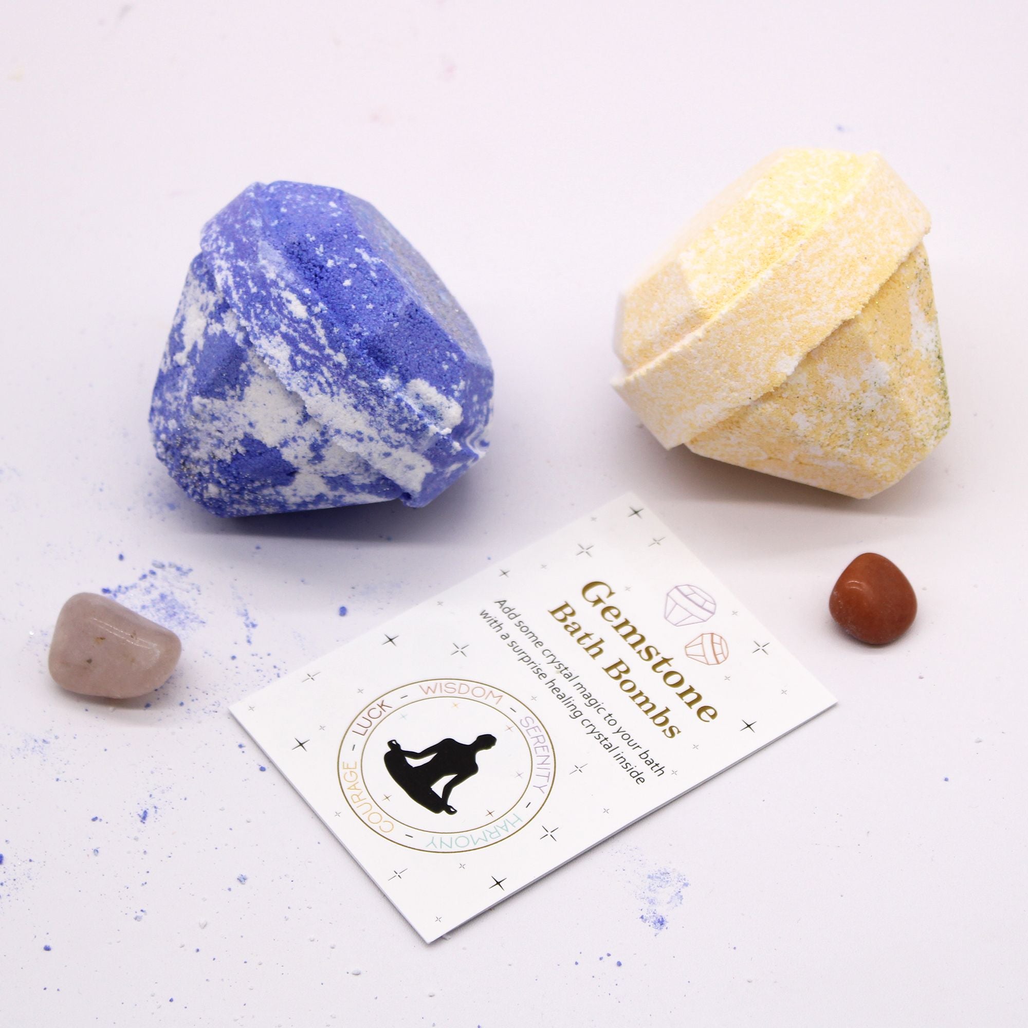 Bomba de Baño de Piedras Preciosas - Blanca y Azul