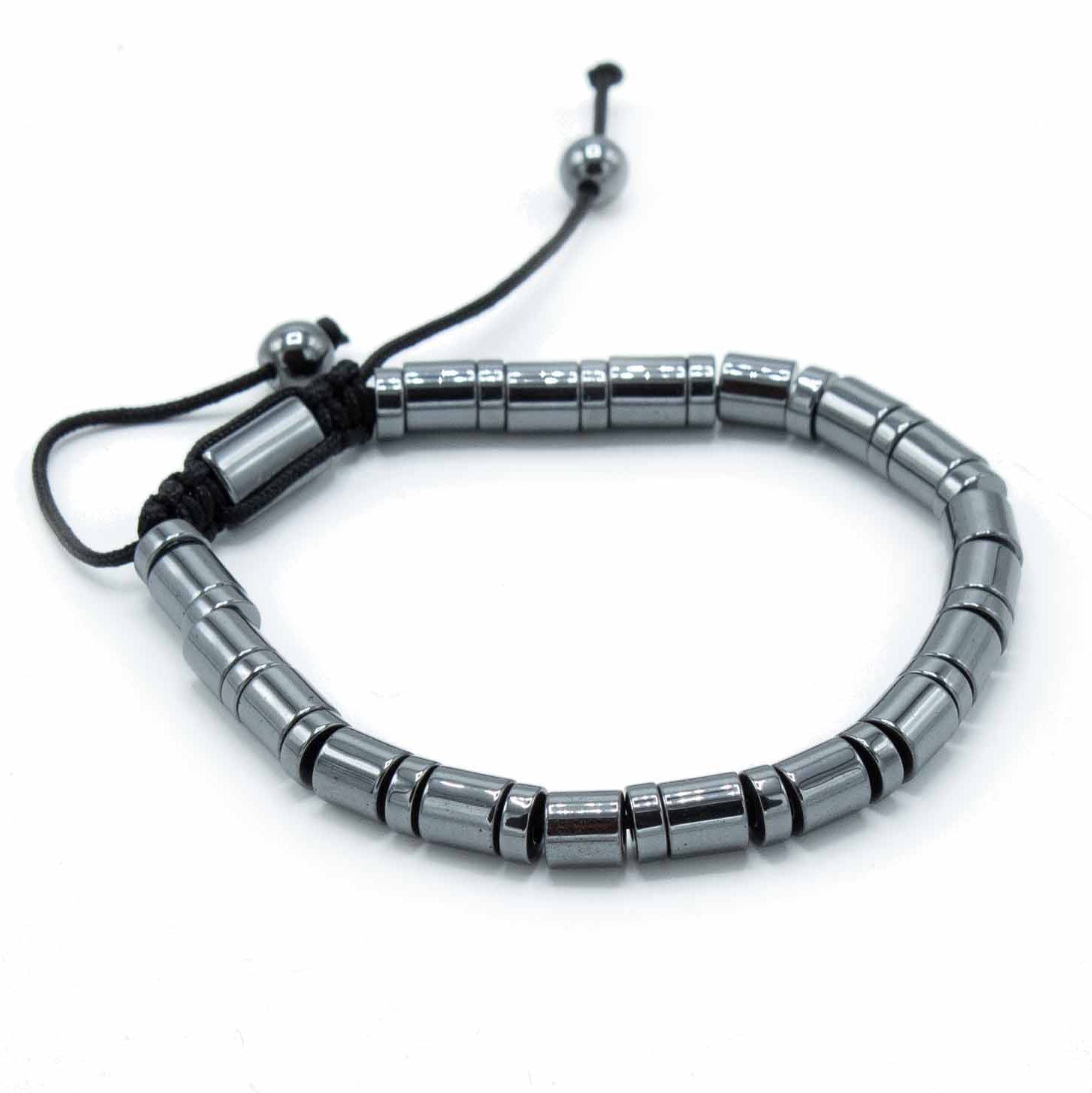 Pulsera Magnética Shamballa de Hematita - Círculos y Cilindros