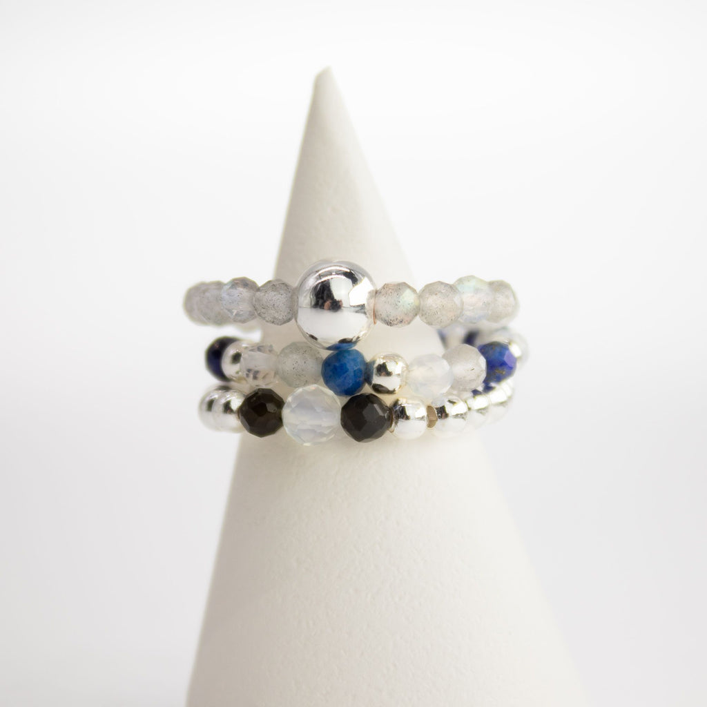 Conjunto de anillos con gema de espíritu ninfa - Auroras boreales