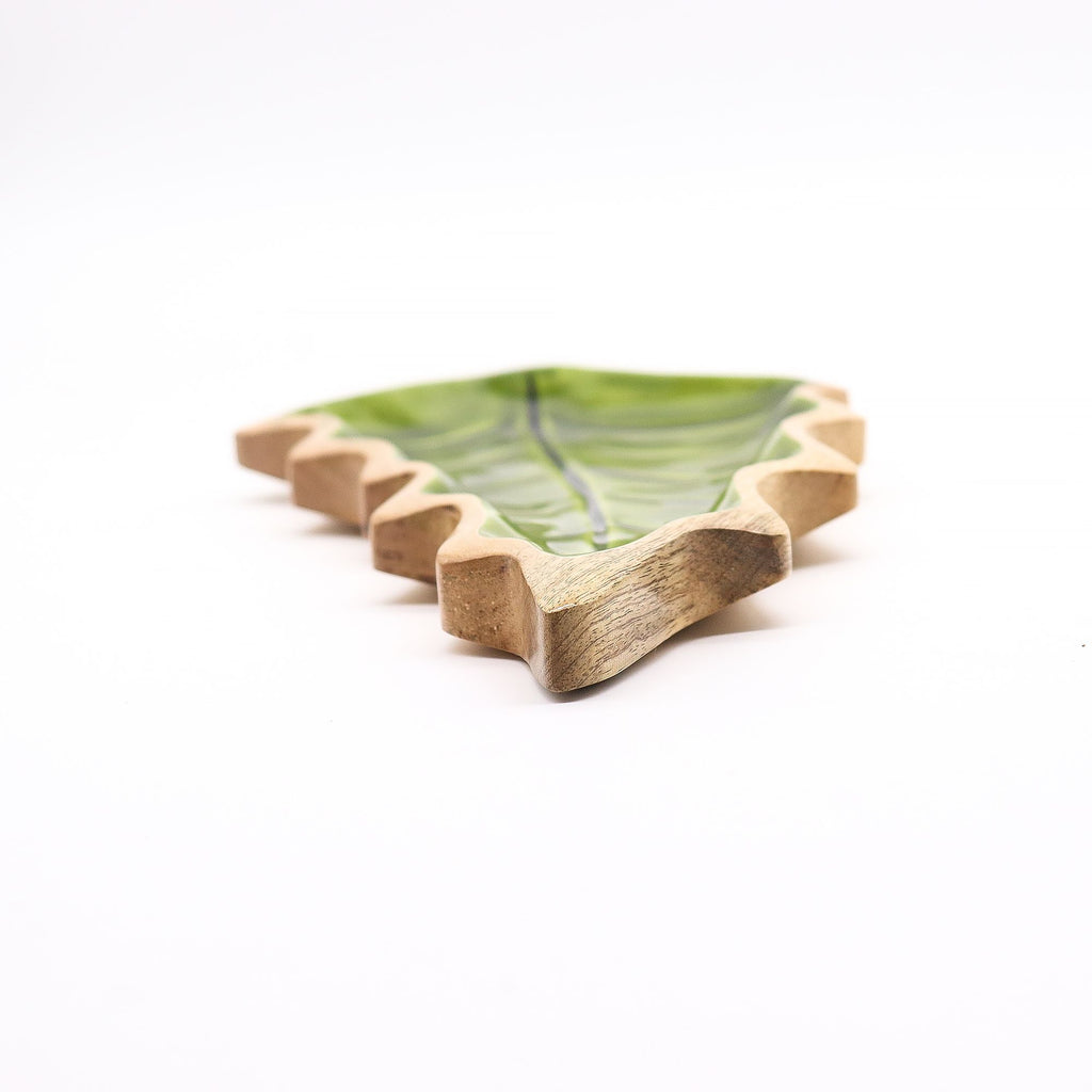 Perdido en el Bosque -  Tazón de madera con hoja esmaltada - 33x17cm