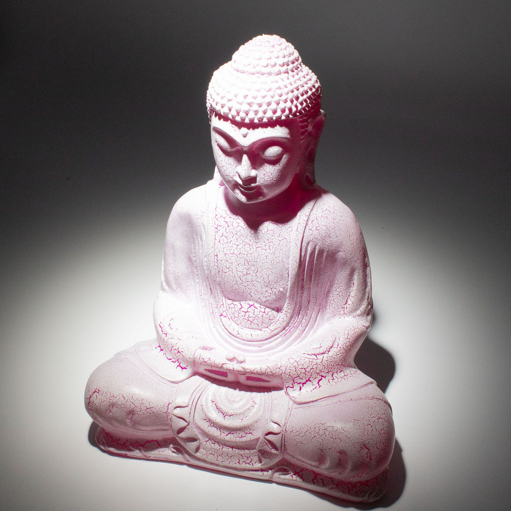 Lámpara Buda para meditación - craquelado de cereza - soporte ovalado