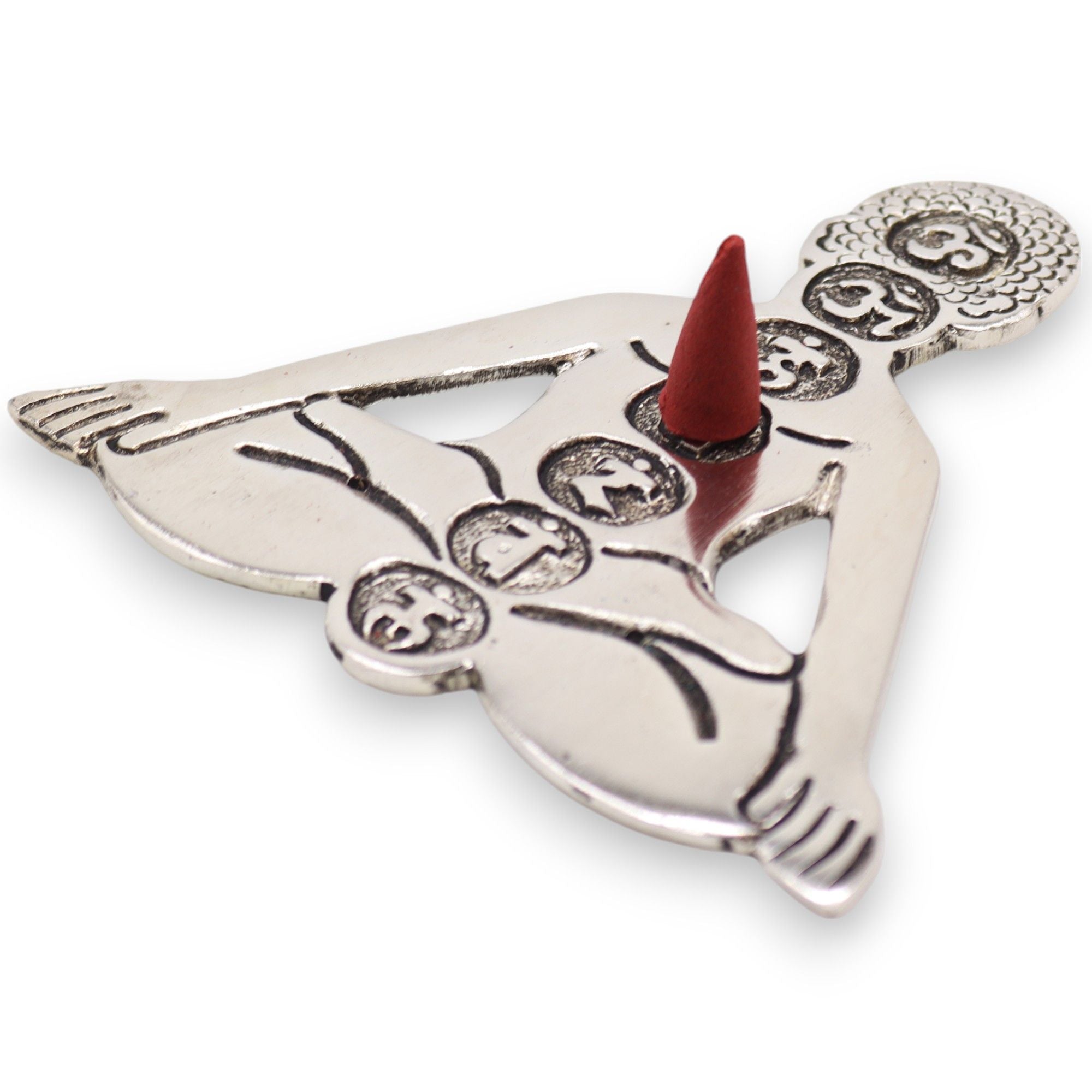 Porta-incienso Yoga Siete Chakras de Aluminio Pulido 12x12cm