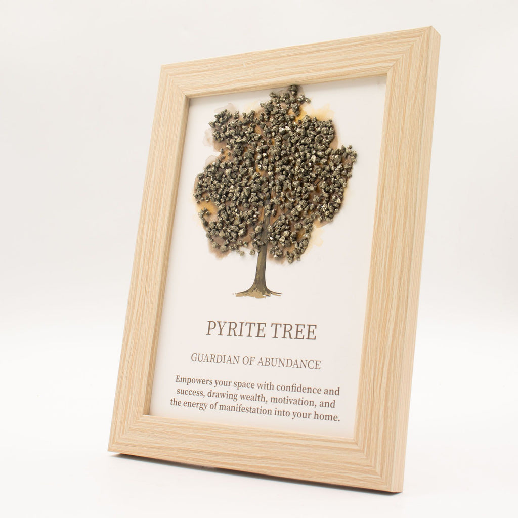 Cuadro de piedra preciosa - Árbol de la Vida - pirita (20x14,7x1 cm)
