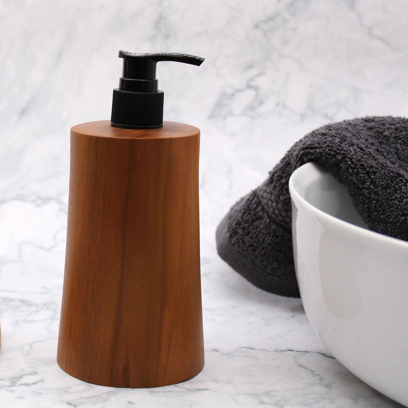 Dispensador de jabón de madera de teca natural - Taper