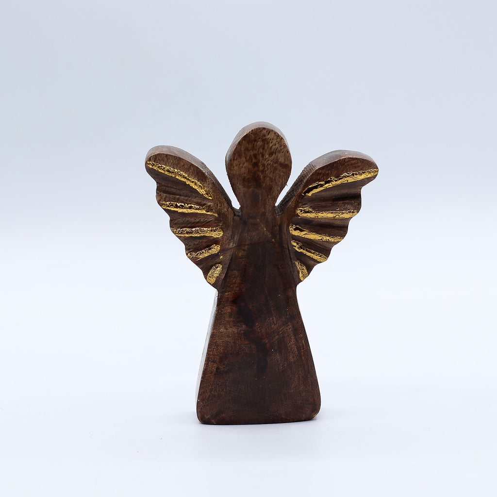 Pequeño ángel de madera de mango - decoración dorada