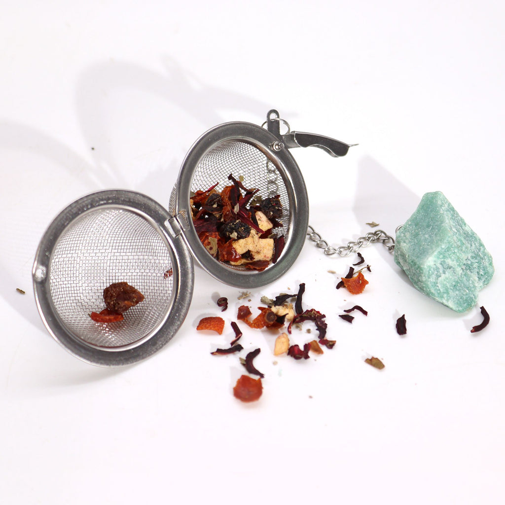 Colador de té de piedras preciosas de cristal crudo - Aguamarina