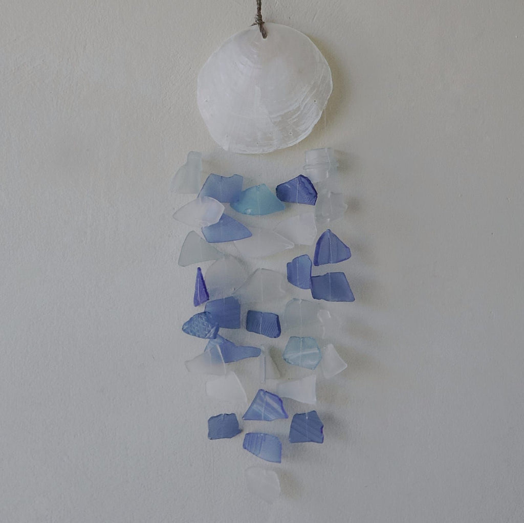 Carillón vidrio reciclado - Azul y Blanco