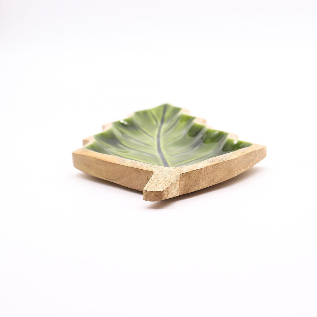 Perdido en el Bosque -  Tazón de madera con hoja esmaltada - 33x17cm