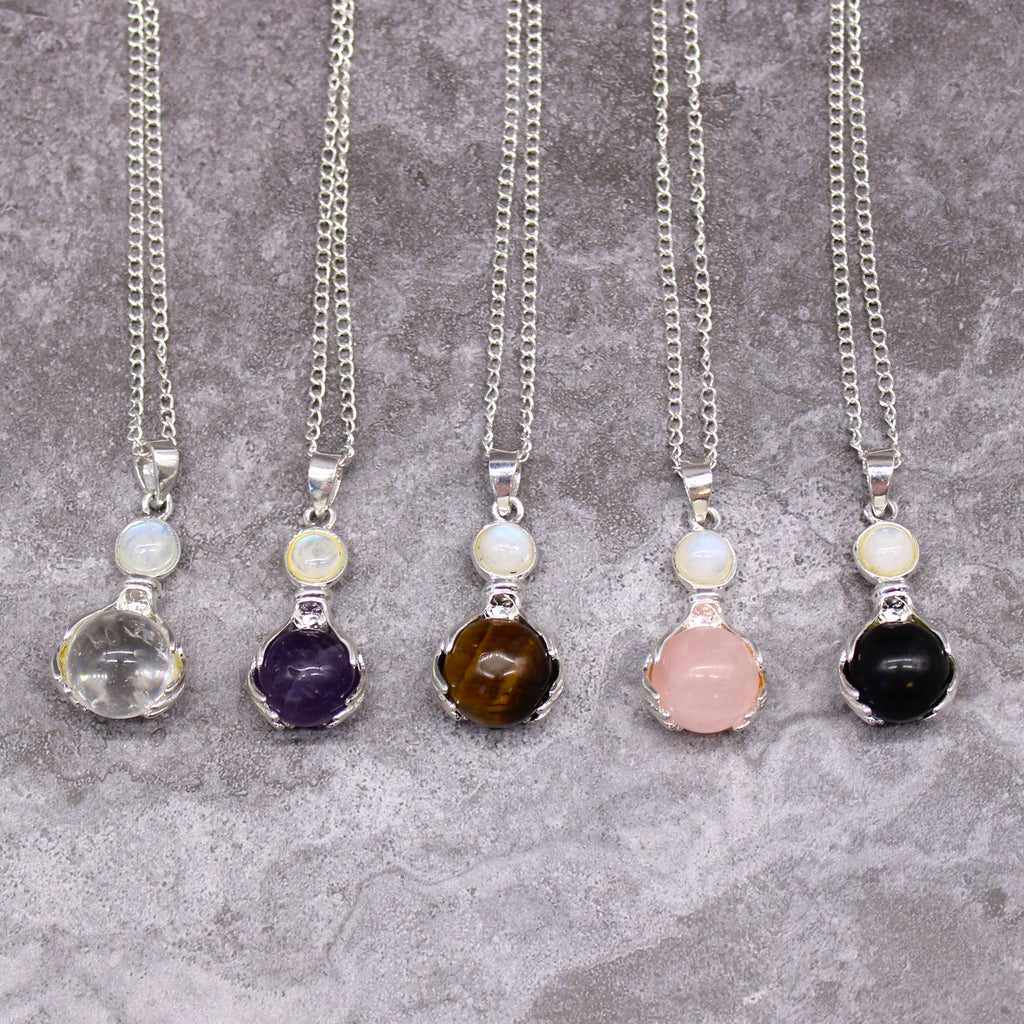 Colgante de Manos Curativas de Piedras Preciosas - Cuarzo Rosa