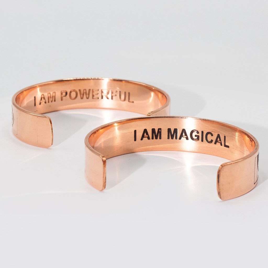 Pulseras de Cobre Macizo con Grabados de Afirmaciones (surtidas)