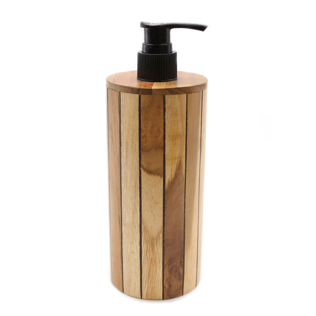 Dispensador de jabón de madera de teca natural - Redondo