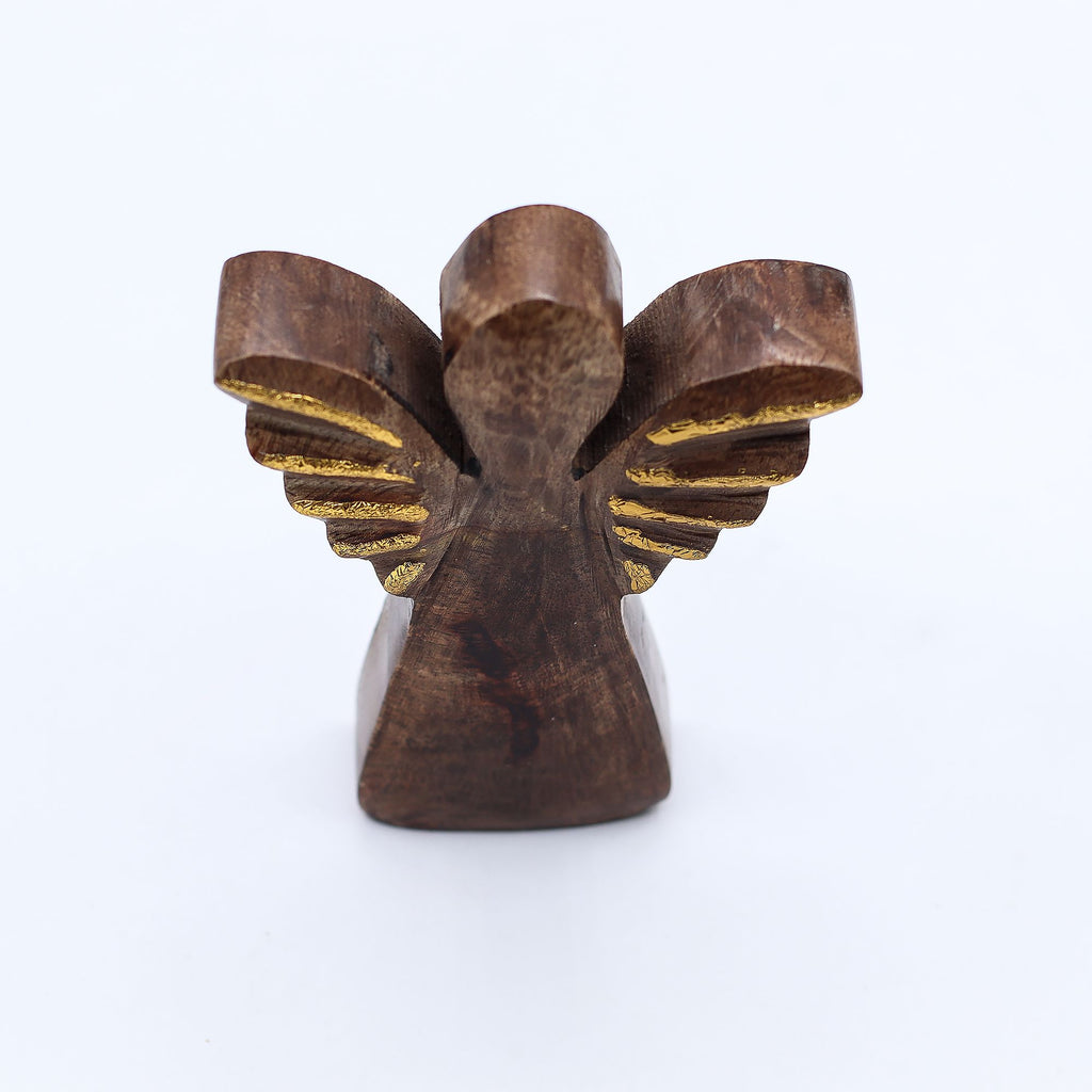 Pequeño ángel de madera de mango - decoración dorada