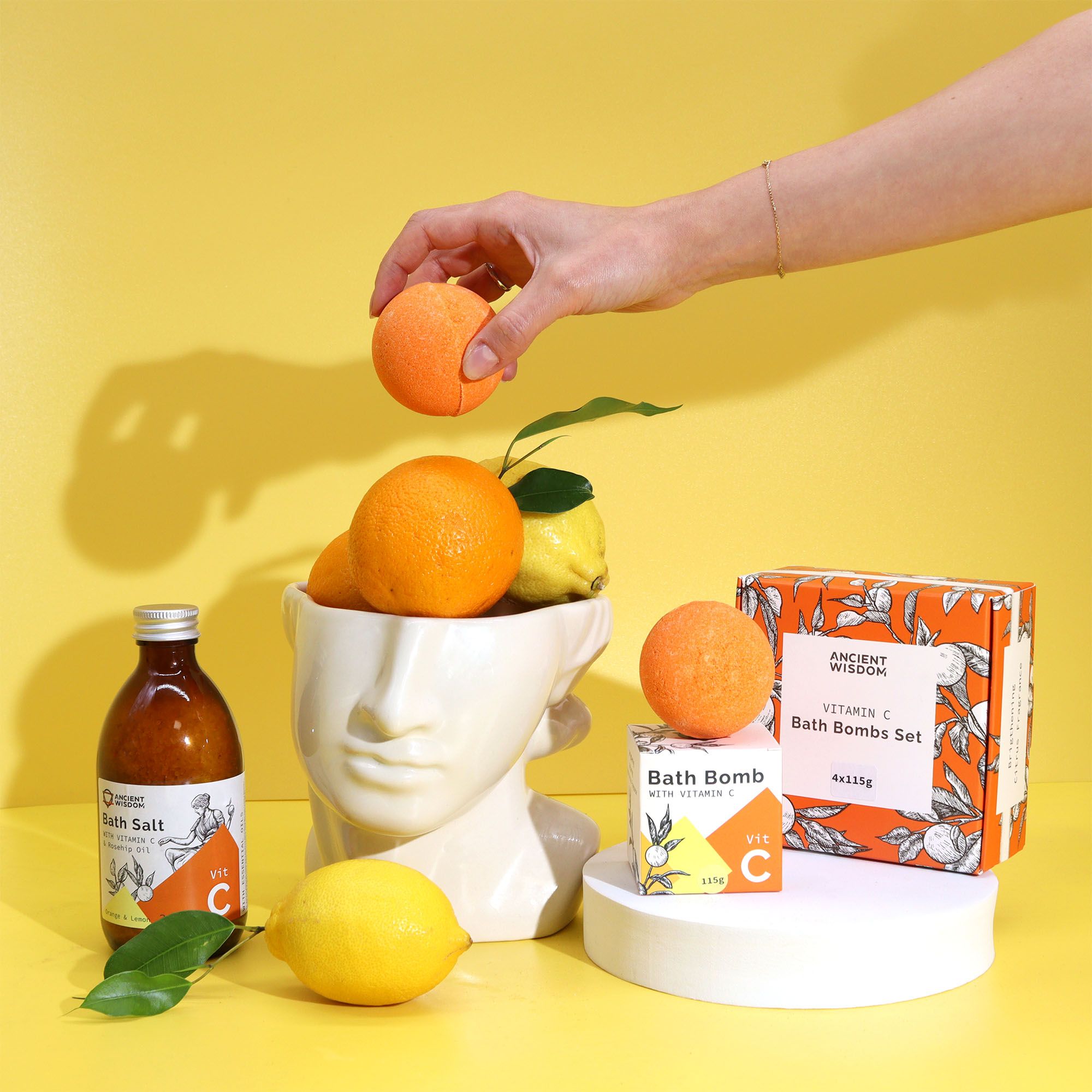 Set de 4 Bombas de Baño de Vitamina C - Aromaterapia