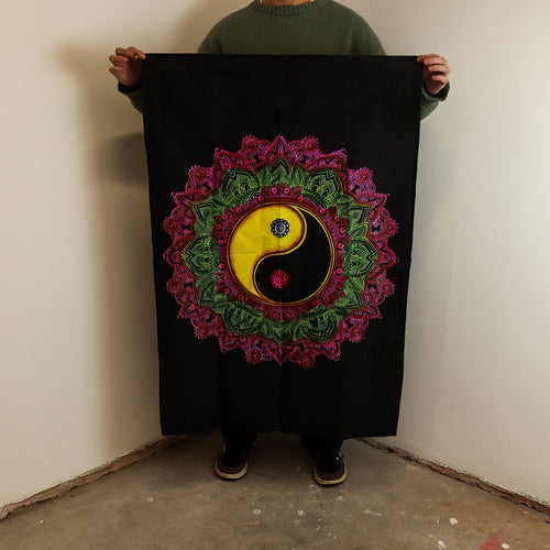 Arte de pared de algodón (70x110 cm) - Mandala Ying & Yang